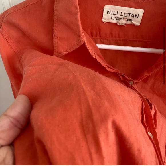 Nili Lotan coral pink button down top size large. - Picture 3 of 8